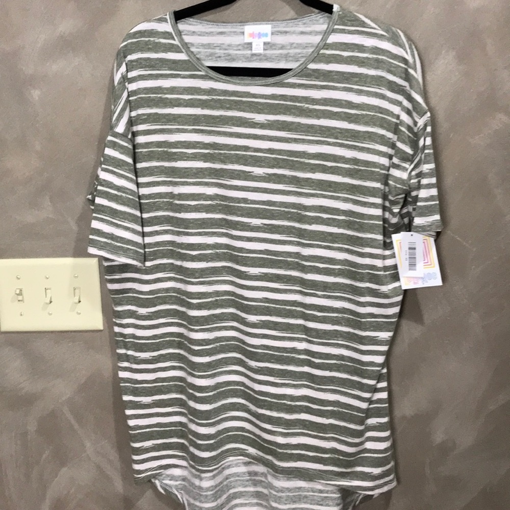 NWT LuLaRoe Irma, light army green striped